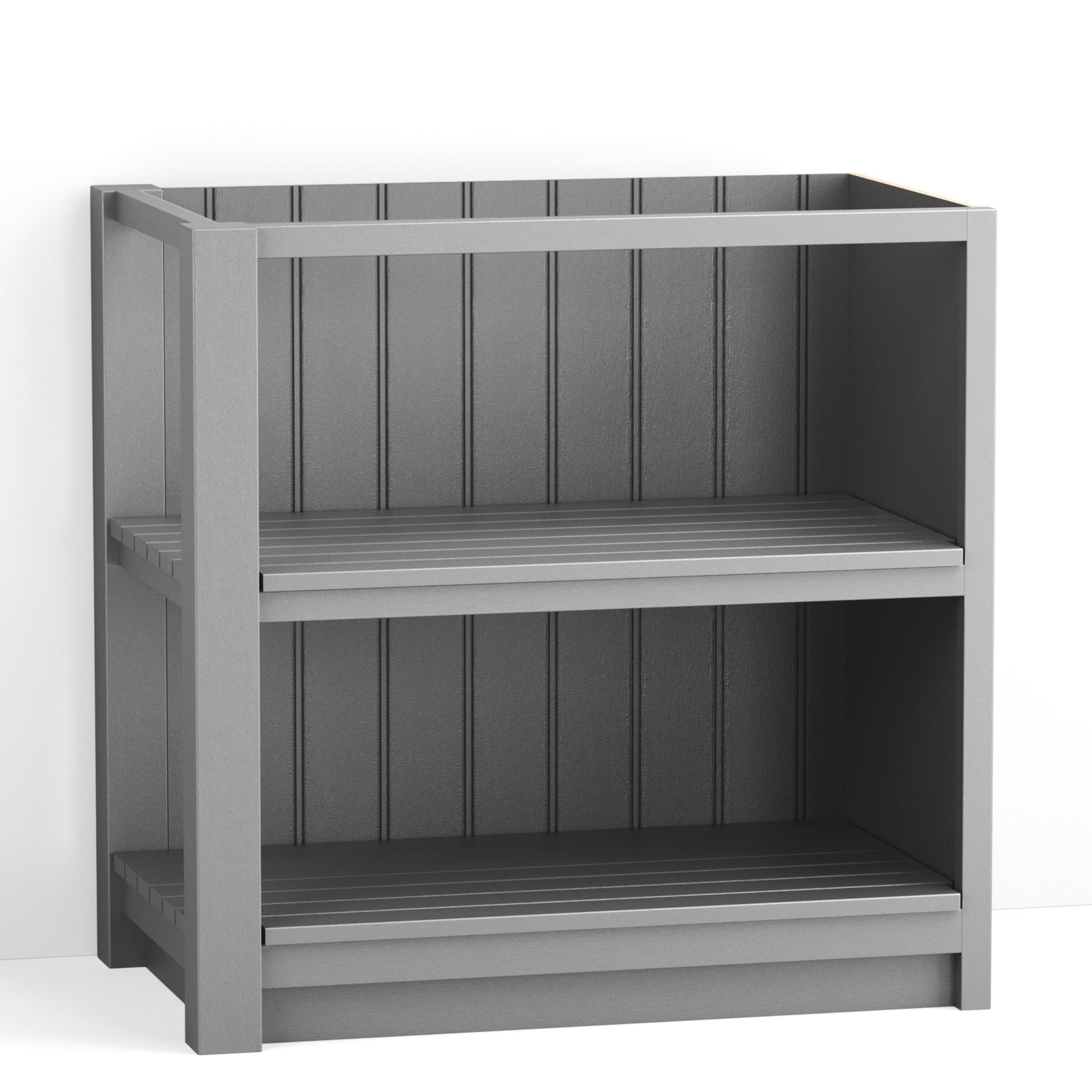 A render of a painted open slatted end base cabinet from deVOL's Real Shaker range.