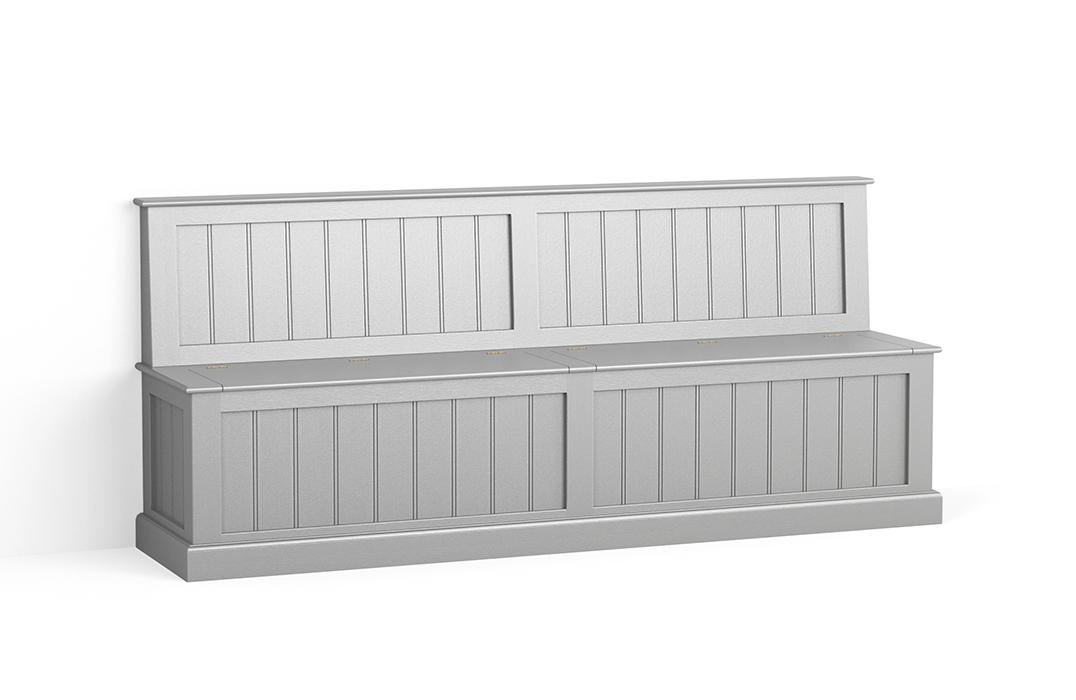 A render of a bespoke bench seat with a backrest from deVOL's Real Shaker range.