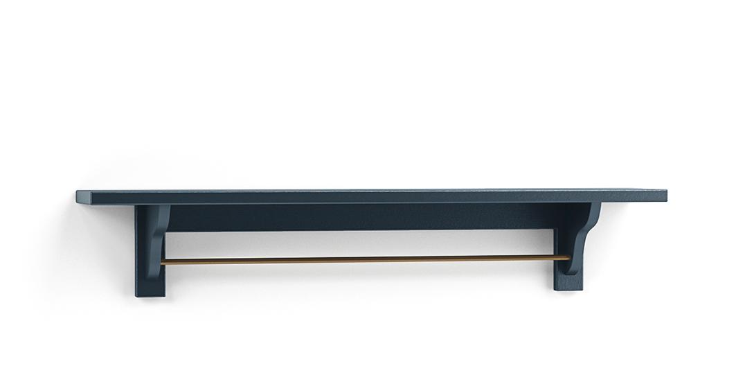 A render of a shelf with a hanging rail from deVOL's Real Shaker range.