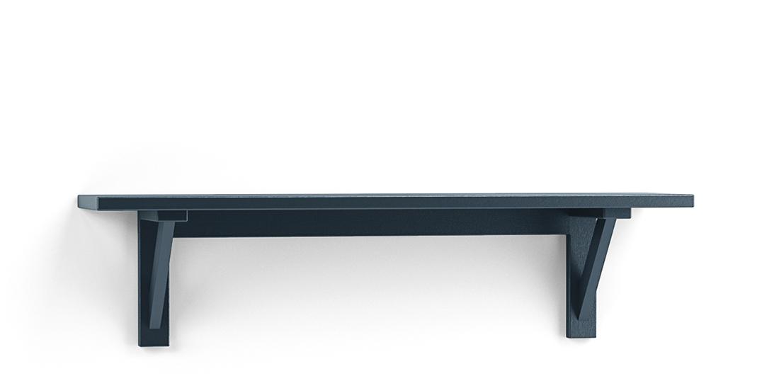 A render of a shelf with triangular brackets from deVOL's Real Shaker range.