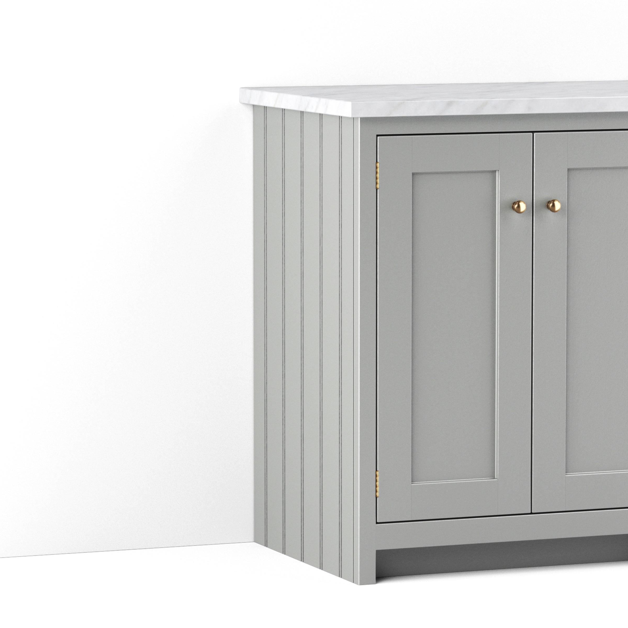 A render of a tongue and groove-style end panel from deVOL's Real Shaker range.